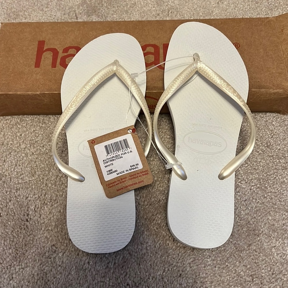 Womens Havaianas Slim White Sandals Size 7/8W
